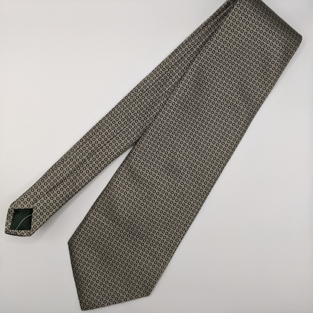 XMI Platinum - Tan with Circle Geometric Pattern Men's Neck Tie